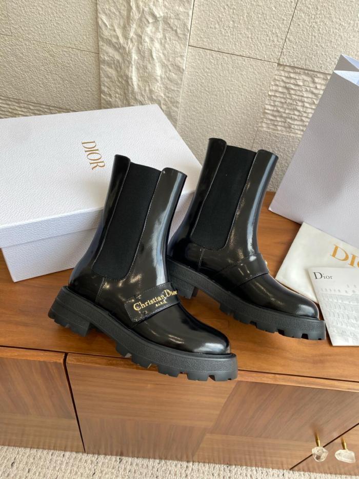 DIOR D Quest Short Chelsea Boots Women's Black