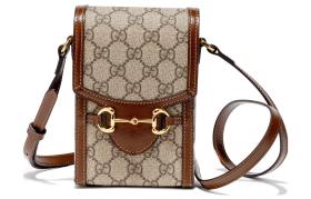 GUCCI Horsebit 1955 Canvas With Leather Cell Phone Pouch, Cigarette Case, Bag, Crossbody Bag, Shoulder Bag Unisex 625615-92TCG-8563 size 11.5*4*17 cm