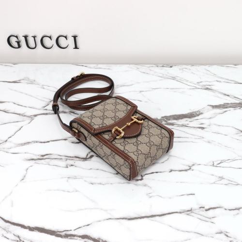 GUCCI Horsebit 1955 Canvas With Leather Cell Phone Pouch, Cigarette Case, Bag, Crossbody Bag, Shoulder Bag Unisex 625615-92TCG-8563 size 11.5*4*17 cm