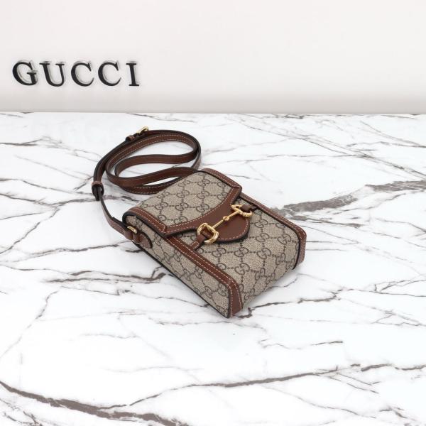 GUCCI Horsebit 1955 Canvas With Leather Cell Phone Pouch, Cigarette Case, Bag, Crossbody Bag, Shoulder Bag Unisex 625615-92TCG-8563 size 11.5*4*17 cm