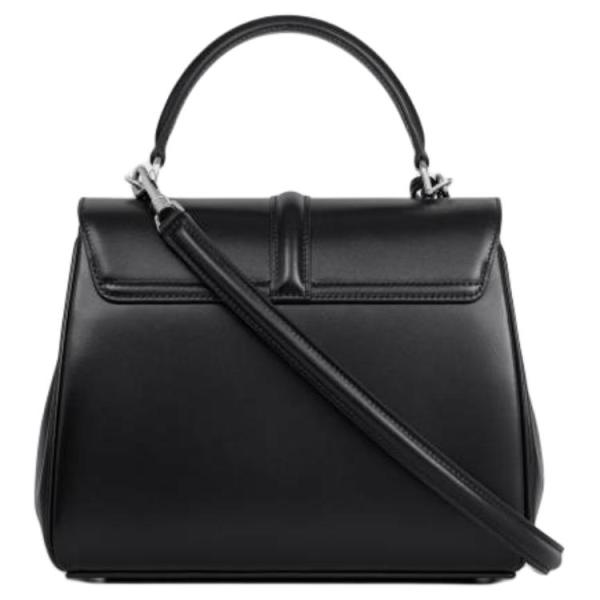 CELINE Calfskin Shoulder Bag, Crossbody Bag, Handbag Small Size Women's Black 188003BEY-38SI size 23*10*18 cm