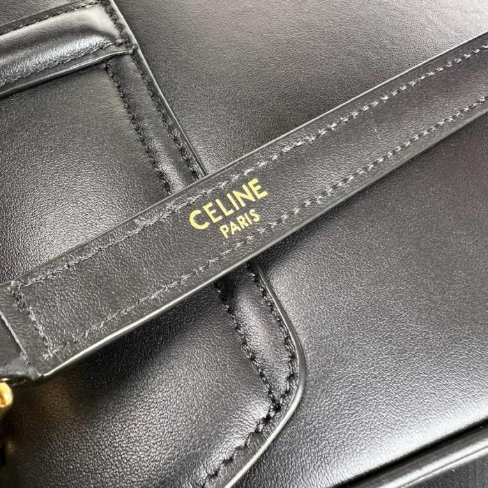 CELINE 16 Satin Cow Leather Handbag, Shoulder Bag Small Women's Black 188003BEY.38NO size 23*10.5*19 cm