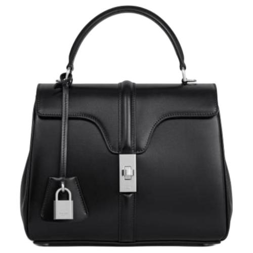 CELINE Calfskin Shoulder Bag, Crossbody Bag, Handbag Small Size Women's Black 188003BEY-38SI size 23*10*18 cm