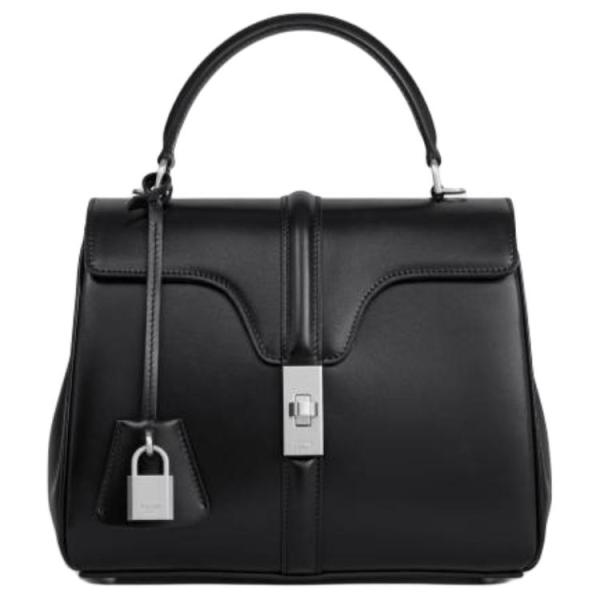 CELINE Calfskin Shoulder Bag, Crossbody Bag, Handbag Small Size Women's Black 188003BEY-38SI size 23*10*18 cm