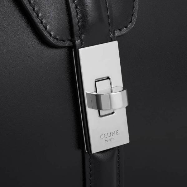 CELINE Calfskin Shoulder Bag, Crossbody Bag, Handbag Small Size Women's Black 188003BEY-38SI size 23*10*18 cm