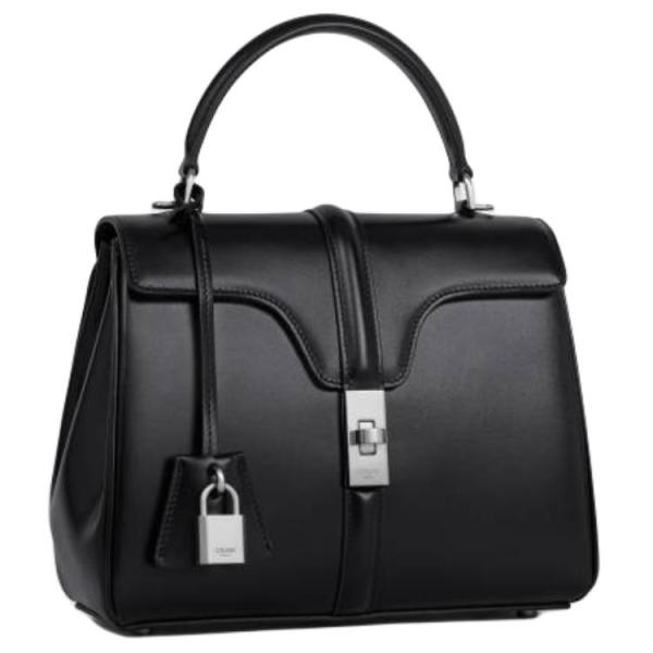 CELINE Calfskin Shoulder Bag, Crossbody Bag, Handbag Small Size Women's Black 188003BEY-38SI size 23*10*18 cm