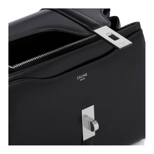 CELINE Calfskin Shoulder Bag, Crossbody Bag, Handbag Small Size Women's Black 188003BEY-38SI size 23*10*18 cm