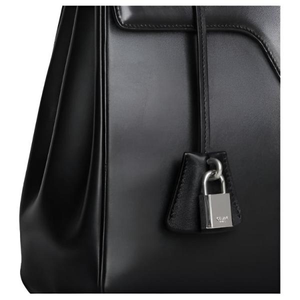 CELINE Calfskin Shoulder Bag, Crossbody Bag, Handbag Medium Size Women's Black 187373BEY-38SI size 32*13*23.5 cm