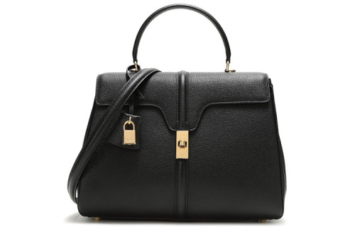 CELINE Grain Calfskin Handbag, Shoulder Bag Medium Size Women's Black 187373BF8-38NO size 32*13*23.5cm