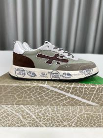 PREMIATA Cowhide Comfort Lace-Up Low-Top Casual Shoes in Brown-Green