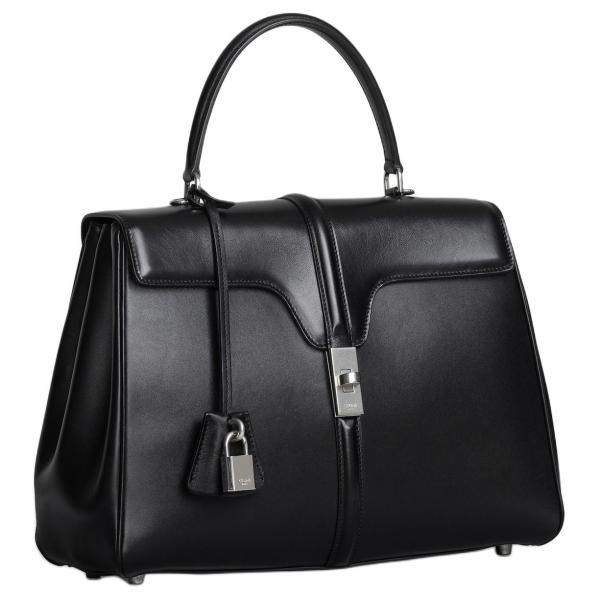 CELINE Calfskin Shoulder Bag, Crossbody Bag, Handbag Medium Size Women's Black 187373BEY-38SI size 32*13*23.5 cm