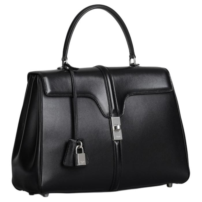 CELINE Calfskin Shoulder Bag, Crossbody Bag, Handbag Medium Size Women's Black 187373BEY-38SI size 32*13*23.5 cm