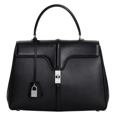 CELINE Calfskin Shoulder Bag, Crossbody Bag, Handbag Medium Size Women's Black 187373BEY-38SI size 32*13*23.5 cm