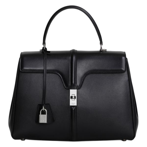 CELINE Calfskin Shoulder Bag, Crossbody Bag, Handbag Medium Size Women's Black 187373BEY-38SI size 32*13*23.5 cm