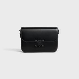 Celine CLASSIQUE TRIOMPHE BAG IN Shiny Calfskin BLACK 187363EQJ.38NN size 22*15.5*6 CM