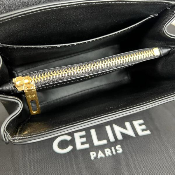 CELINE Grain Calfskin Handbag, Shoulder Bag Medium Size Women's Black 187373BF8-38NO size 32*13*23.5cm