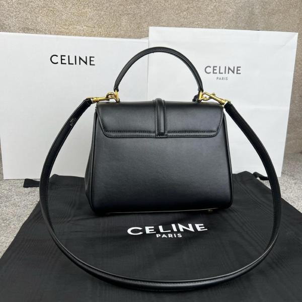 CELINE Grain Calfskin Handbag, Shoulder Bag Medium Size Women's Black 187373BF8-38NO size 32*13*23.5cm