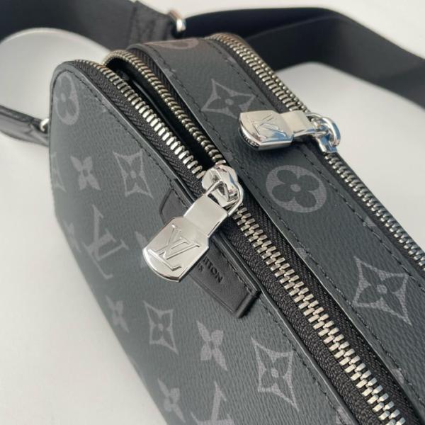 LOUIS VUITTON Alpha Leather Shoulder Bag, Crossbody Bag, Sling Bag Men's Black M80741 size 18.5*11*6.5cm