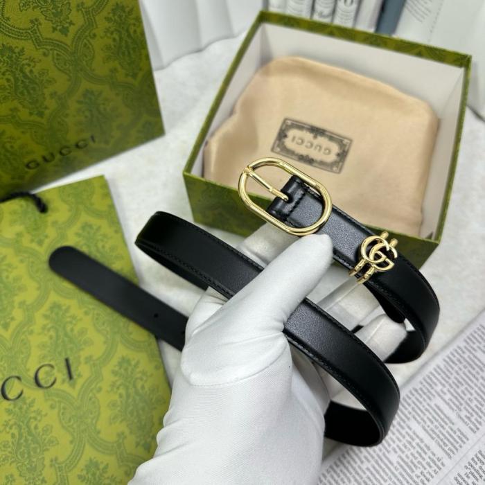 GUCCI Interlocking G plaque Leather Belt wide 2.5 cm