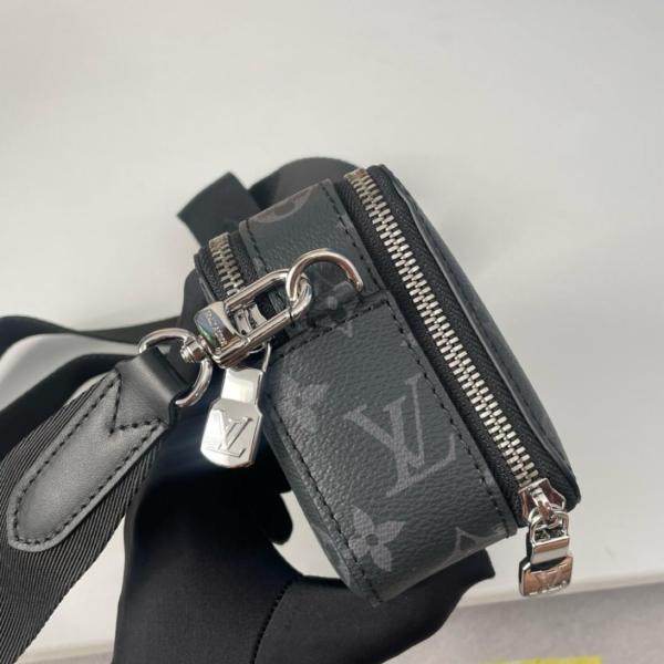LOUIS VUITTON Alpha Leather Shoulder Bag, Crossbody Bag, Sling Bag Men's Black M80741 size 18.5*11*6.5cm