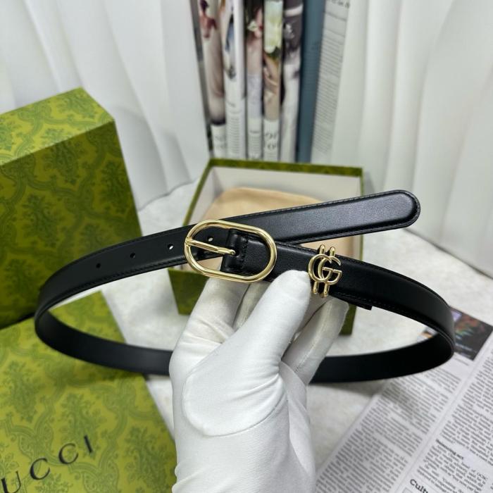 GUCCI Interlocking G plaque Leather Belt wide 2.5 cm