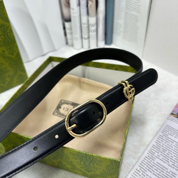 GUCCI Interlocking G plaque Leather Belt wide 2.5 cm