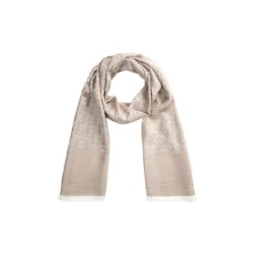 GUCCI GG Jacquard Pattern Two-Tone Wool Silk Scarf Beige