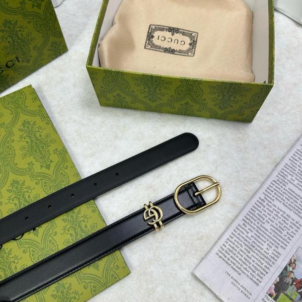 GUCCI Interlocking G plaque Leather Belt wide 2.5 cm