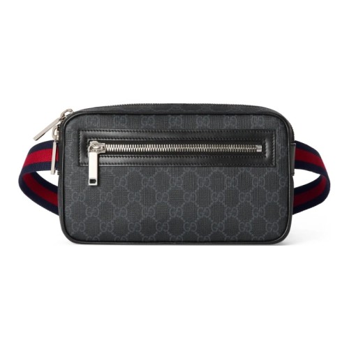 GUCCI Canvas With Leather Fanny Pack Men's Black 792094-FADJM-1043 size 24*5.5*14cm