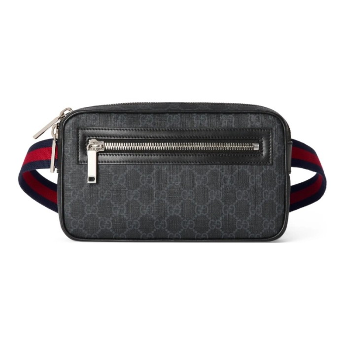 GUCCI Canvas With Leather Fanny Pack Men's Black 792094-FADJM-1043 size 24*5.5*14cm