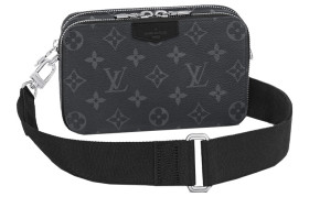 LOUIS VUITTON Alpha Leather Shoulder Bag, Crossbody Bag, Sling Bag Men's Black M80741 size 18.5*11*6.5cm