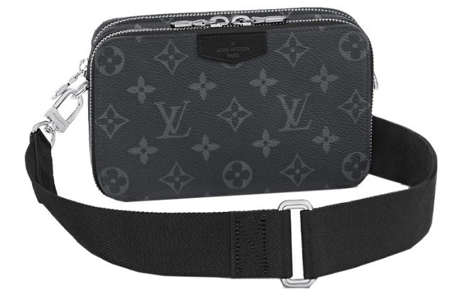 LOUIS VUITTON Alpha Leather Shoulder Bag, Crossbody Bag, Sling Bag Men's Black M80741 size 18.5*11*6.5cm