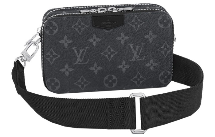 LOUIS VUITTON Alpha Leather Shoulder Bag, Crossbody Bag, Sling Bag Men's Black M80741 size 18.5*11*6.5cm