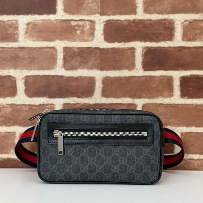 GUCCI Canvas With Leather Fanny Pack Men's Black 792094-FADJM-1043 size 24*5.5*14cm