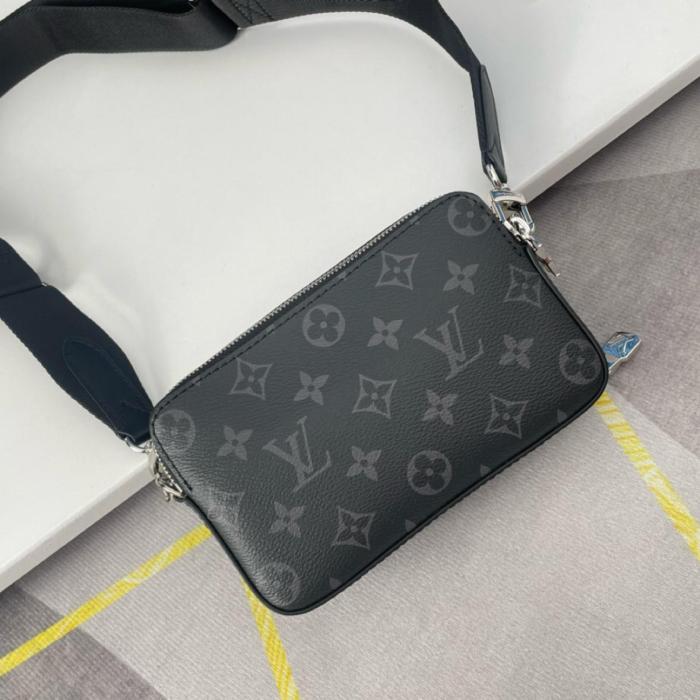 LOUIS VUITTON Alpha Leather Shoulder Bag, Crossbody Bag, Sling Bag Men's Black M80741 size 18.5*11*6.5cm