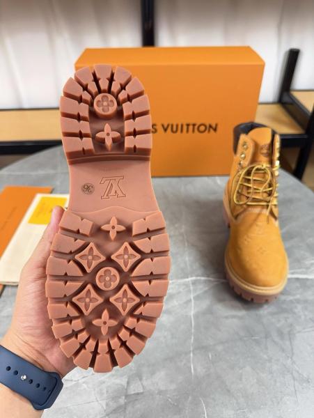 Timberland x LOUIS VUITTON Short Martin Boots Ankle Length Shoes Unisex Brown