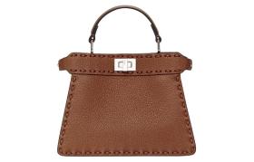  FENDI Peekaboo ISeeU Grain Calfskin One Shoulder Handbag Women's Brown 8BN335-ARBB-F1NPG size 20*11*15.5cm