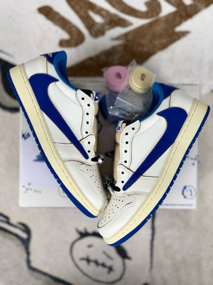 Jordan 1 Retro Low Og Sp Fragment X Travis Scott Sail Military Blue