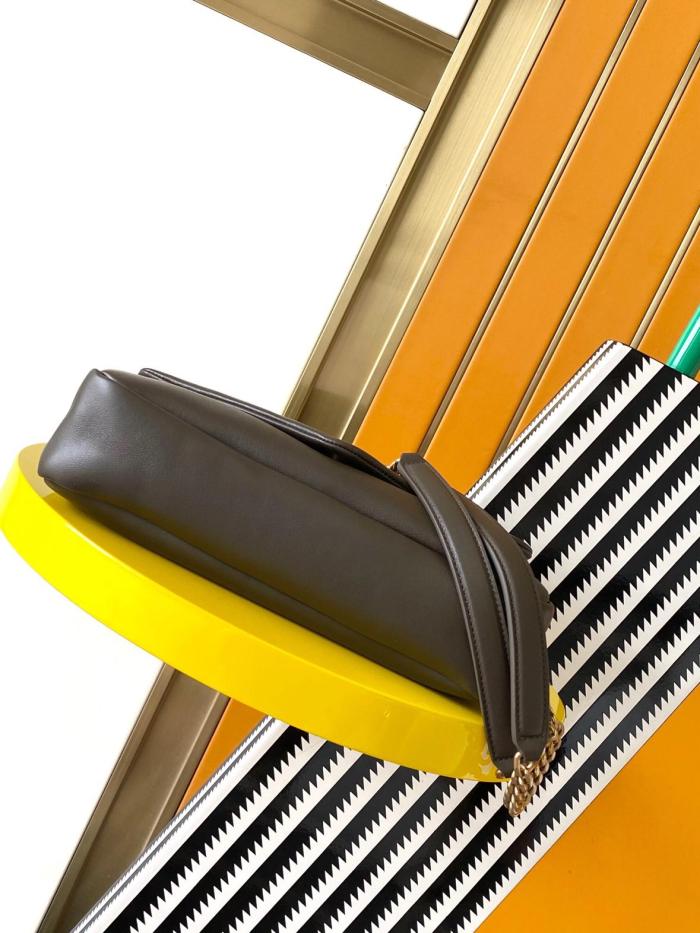 SAINT LAURENT Sheepskin Handbag, Shoulder Bag Women's Dark Brown 734153-AACQO-3212 size 26*7*14 cm