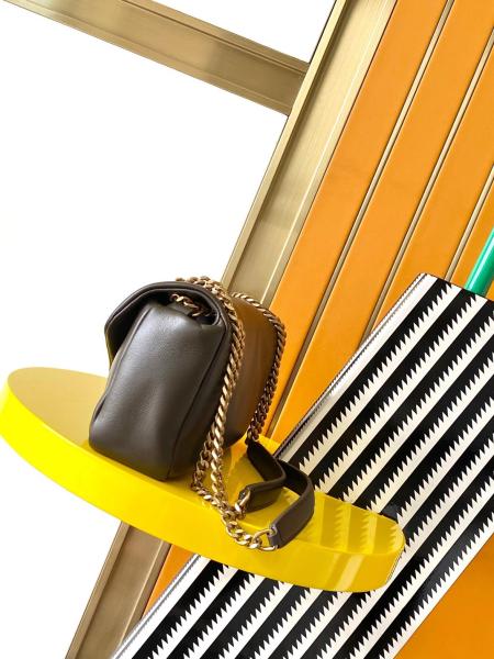 SAINT LAURENT Sheepskin Handbag, Shoulder Bag Women's Dark Brown 734153-AACQO-3212 size 26*7*14 cm