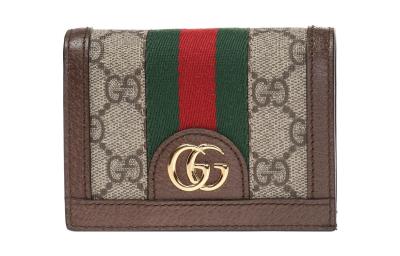 GUCCI Ophidia Canvas With Leather Wallet, Card Holder Women's Ebony/Brown 523155-96IWG-8745 size 11*3*8.5 cm