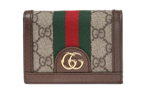 GUCCI Ophidia Canvas With Leather Wallet, Card Holder Women's Ebony/Brown 523155-96IWG-8745 size 11*3*8.5 cm