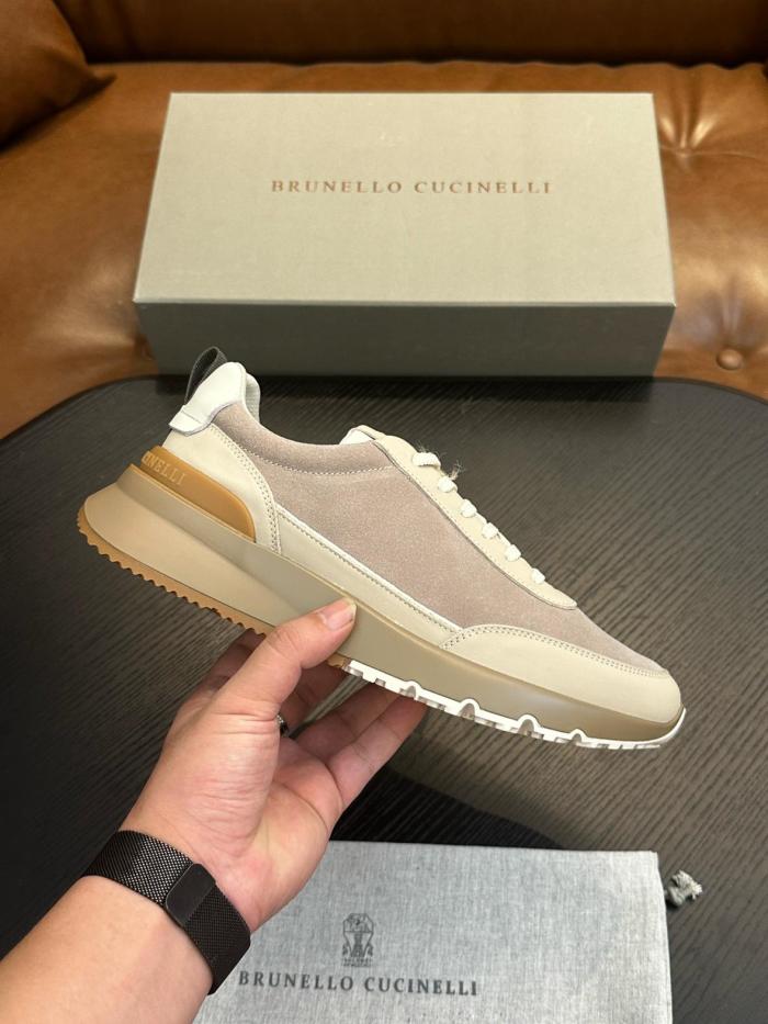 Brunello Cucinelli Logo Embossed Lace Up Sneakers