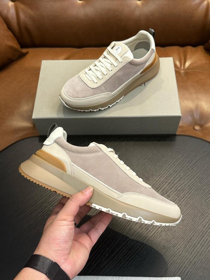 Brunello Cucinelli Logo Embossed Lace Up Sneakers