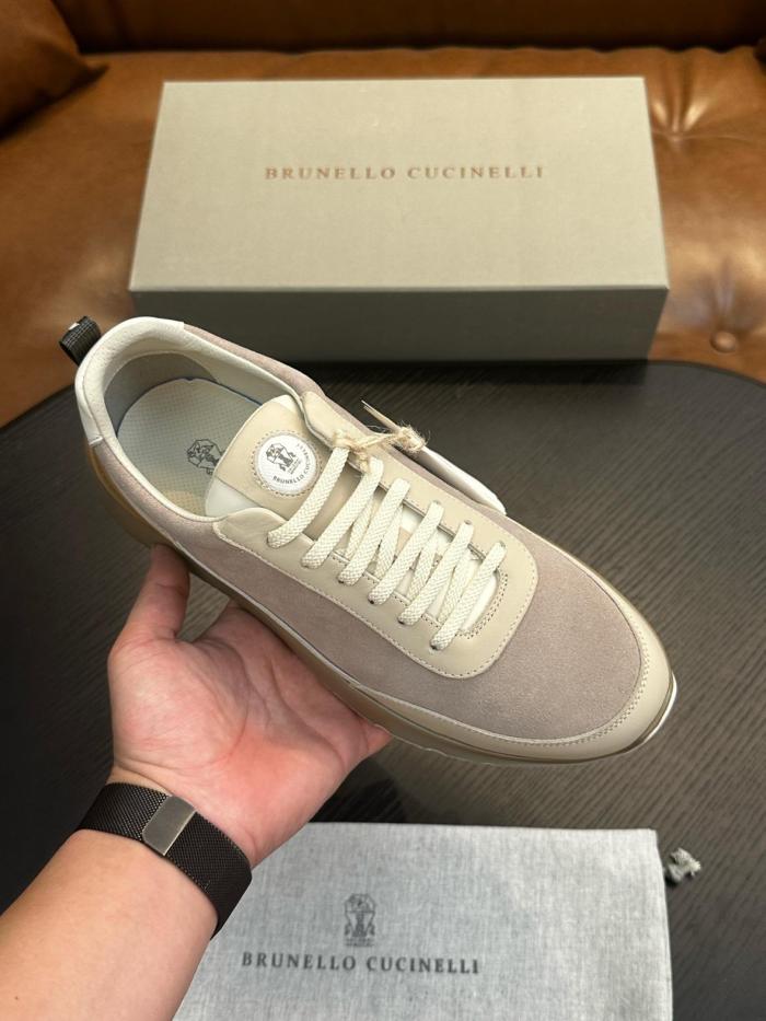 Brunello Cucinelli Logo Embossed Lace Up Sneakers