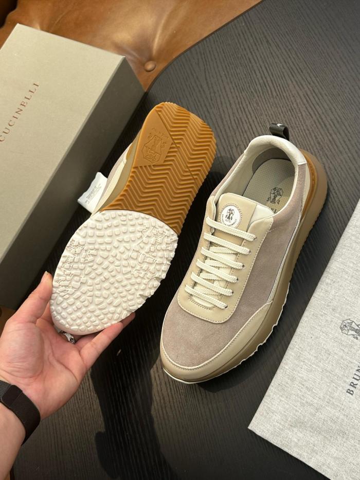 Brunello Cucinelli Logo Embossed Lace Up Sneakers