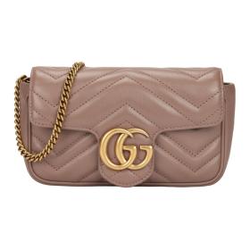 GUCCI GG Marmont Leather Crossbody Bag, Shoulder Bag Extra Mini Women's Milk Tea Nude 476433-DSVRT-5729 size 16.5*4.5*10 cm