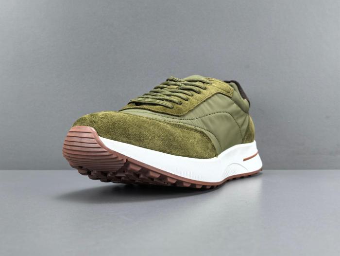 Loro Piana Low Top Casual Shoes Men's Dark Green