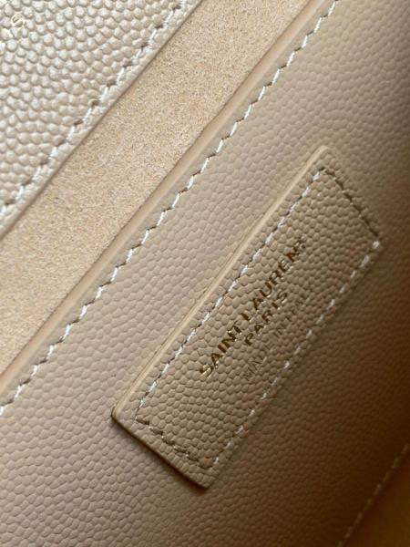 SAINT LAURENT Monogram Calfskin Smooth Finish Leather Crossbody Cell Phone Pouch Women's Dark Beige 635095-0U40J-2721 size 18*2.5*11 cm