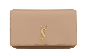 SAINT LAURENT Monogram Calfskin Smooth Finish Leather Crossbody Cell Phone Pouch Women's Dark Beige 635095-0U40J-2721 size 18*2.5*11 cm